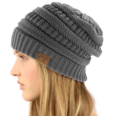 Unisex Winter Chunky Soft Stretch Cable Knit Slouch Beanie Skull Ski Hat Dk Gray 799705229334 eb-42377804